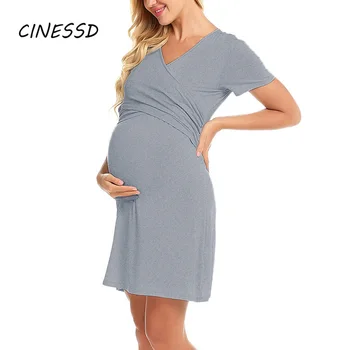 

Maternity Dress Casual Solid Nursing Dresses for Pregnant Breastfeeding Women Pregnancy Clothes 2020 Maternity Dress ropa mujer