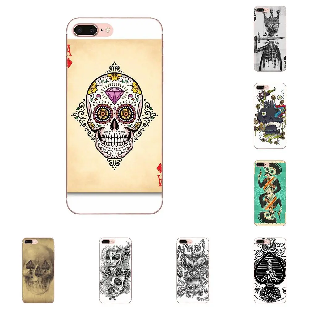 Soft TPU Fashion Cell Phone Case For LG G7 ThinQ G5 G6 K50 Q60 K40 K8 Q7 2018 2017 V40 V30 V20 V10 Playing Card Skull | Мобильные
