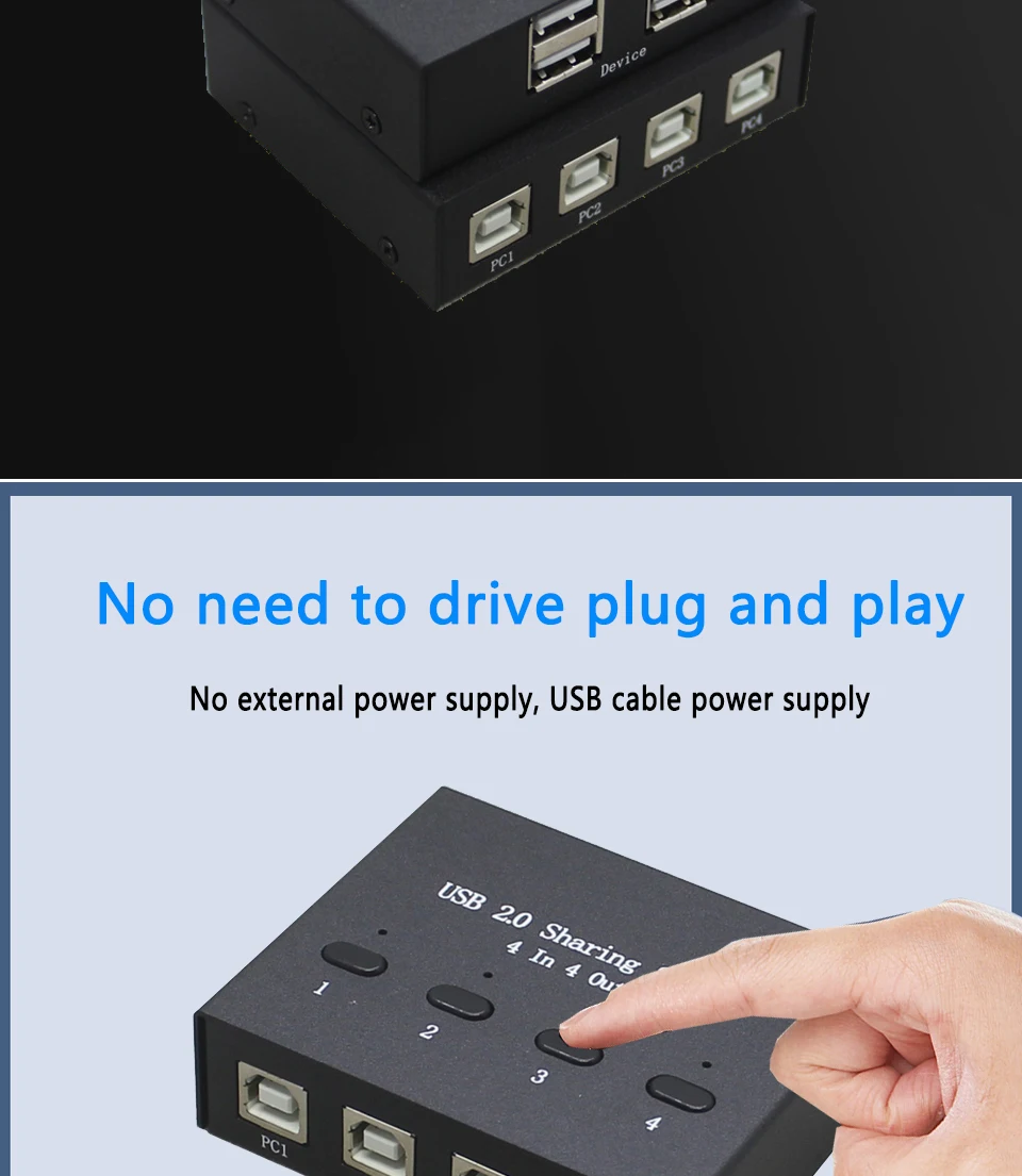 4 порта USB 2,0 коммутатор 4 в 4 из концентратора 4 ПК поделиться 4 USB устройства флэш-принтер клавиатура мышь U диск