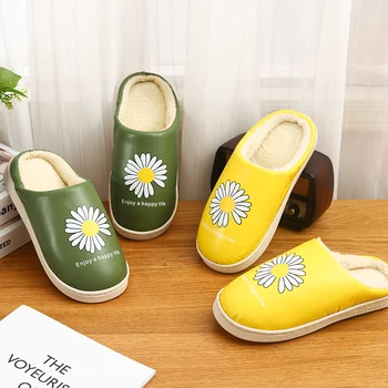 

Thick-Soled Cotton Slippers Women Autumn And Winter 2020 New Daisy Soft-Soled Indoor Home Slippers Non-Slip Women Slippers