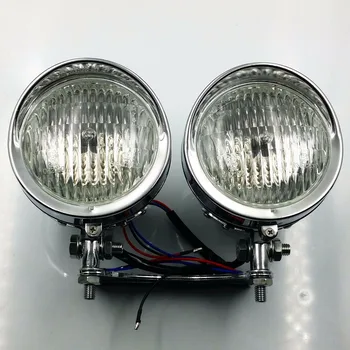 

Chrome Bottom Mount Dual Headlight Cruiser Chopper Bobber Custom Motorbike Cafe