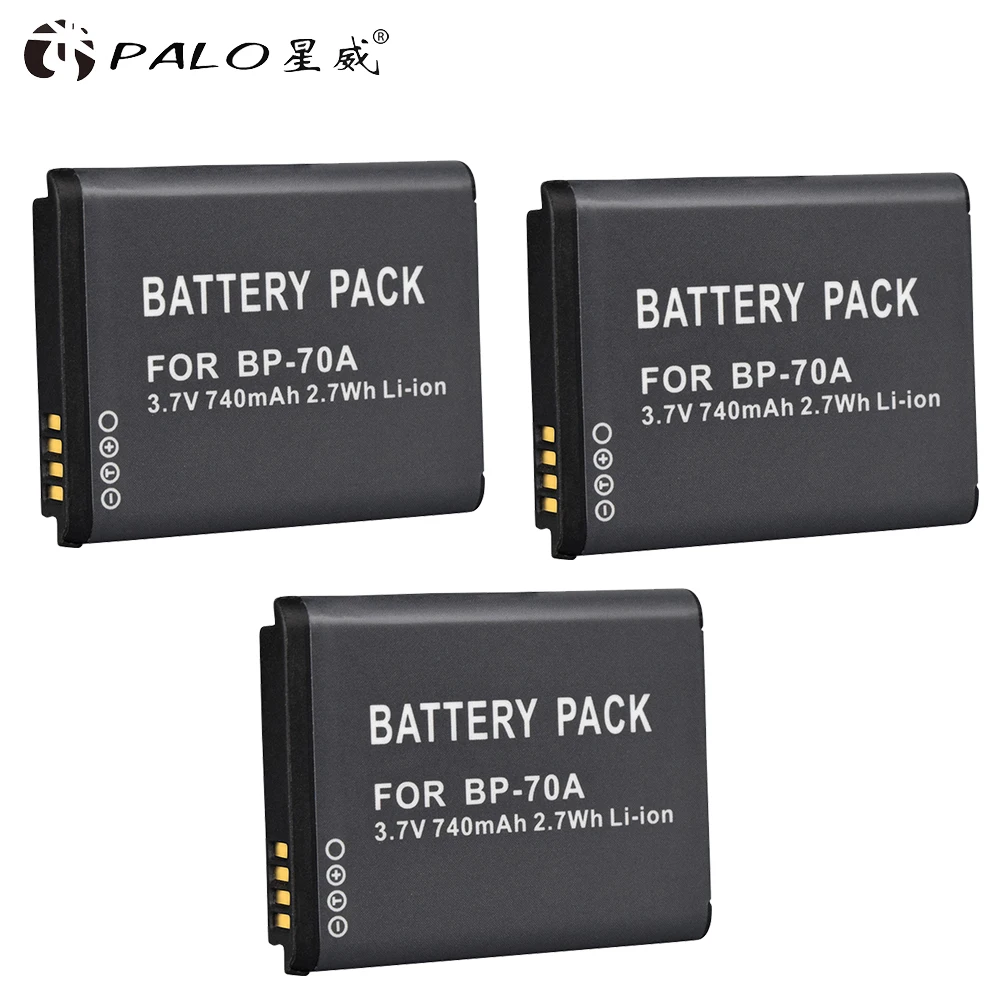 3pcs PALO 1 шт. аккумуляторная батарея для цифровых фотоаппаратов BP-70A для SAMSUNG ES65 ES70 ES73 PL80 PL90 PL100 ST30 ST60 SL50 SL600 TL105 TL110 WP10 WB35F - Цвет: 3pcs