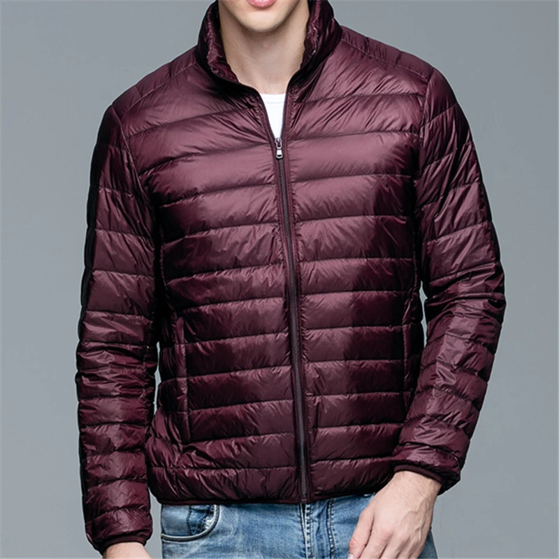 Зимние мужские пуховики со стоячим воротником, однотонные, черные, синие, мужские тонкие пуховики, свободные, более размера d, парка размера плюс, 5XL, 6XL