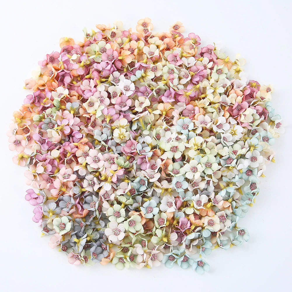 100Pcs Multicolor Daisy Flower Heads Mini Silk Artificial Flowers for Wreath DIY