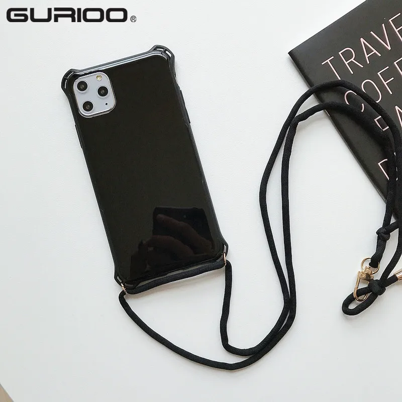 Противоударные чехлы для iPhone 11 Pro Max X XS XR 7 8 6 6S Plus яркие цвета ожерелье ремешок на