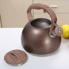 3L Чай чайник дома Кухня посуда для газовая плита индукционная плитка Кофе Нержавеющая сталь с деревянной ручкой Автоматическая свист