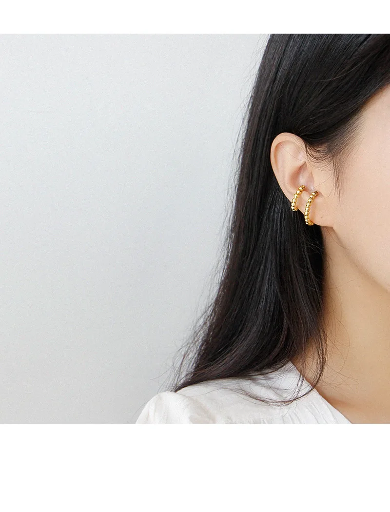 Серебряные бусины 925 пробы Серьги-клипсы для женщин earcuff, модный цвет золотистый серьги-клипсы без пирсинг ювелирные изделия
