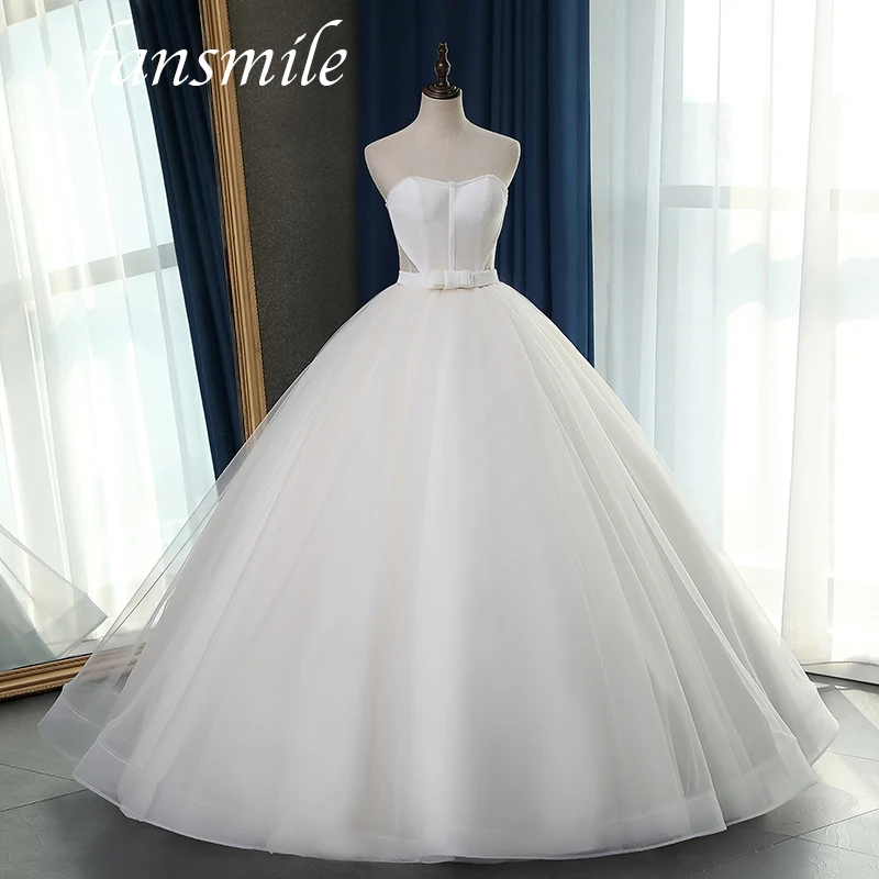 Fansmile с открытыми плечами качественное свадебное платье Vestido De Noiva размера плюс Индивидуальные свадебные платья свадебное платье FSM-065F