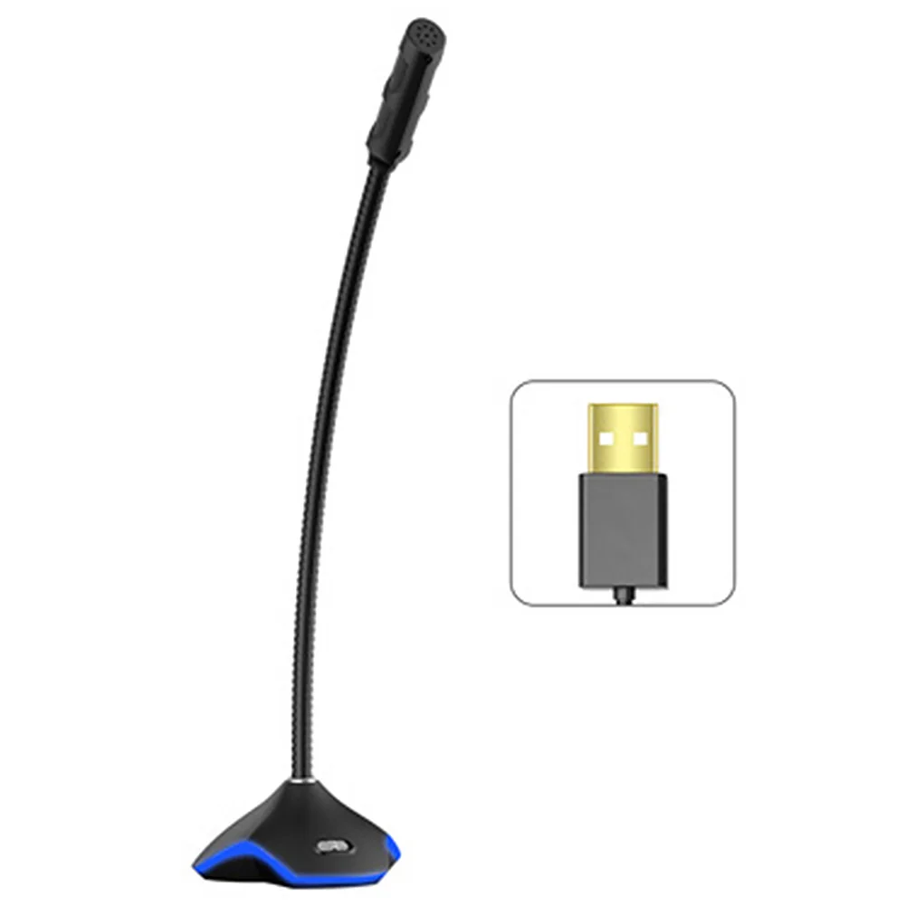 Blue Light Профессиональный USB интерфейс чувствительный студийный портативный светодиодный светильник конденсаторный настольный микрофон шумоподавление компьютер ноутбук - Цвет: Blue Light