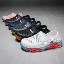 

2021 New Fashion Sandals Men Clogs Slippers Soft Bottom Beach Sandals Women Clog Sandals Comfortable Breathable Ankle-Wrap EVA
