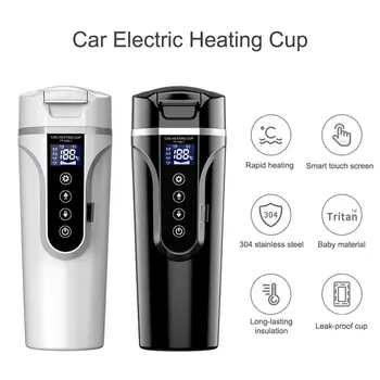 

12V/24V Heating Water Cup With Lid Smart Car Electric Heating Cup Car Boiling Water Cup Vacuum Heating Cup Travel Heating Mug