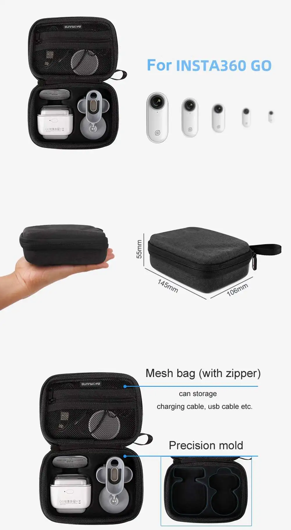Спортивная камера портативная мини-сумка для хранения камеры для Insta360 go Открытый Чехол для переноски защитная сумка Анти-шок чехол/коробка