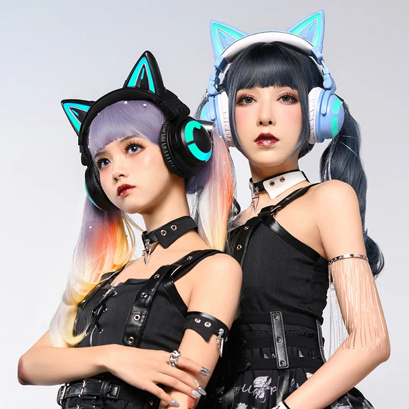 Yowu 3G cute cat wireless headphones APP control RGB lights High quality cat casco girl cute cat ear headset For computer gaming