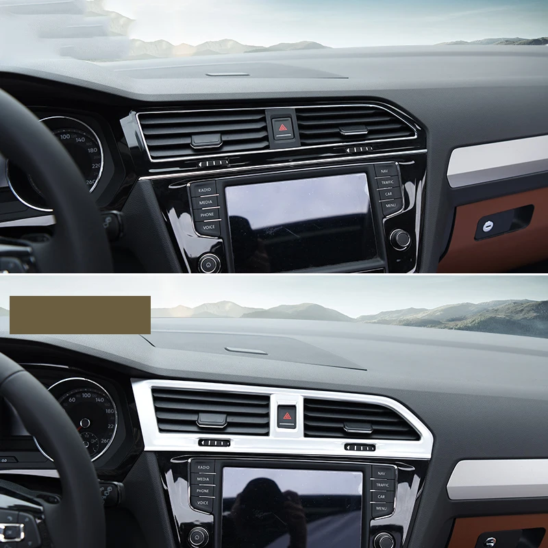 Lsrtw2017 для Volkswagen Tiguan Vw автомобиль спереди, устанавливаемое на вентиляционное отверстие в салоне автомобиля рамки планки интерьерные аксессуары Нержавеющая сталь