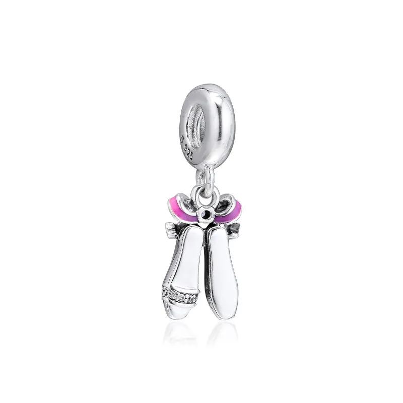 Ballerina-Shoes-Dangle-Pink-Enamel-Bow-Ballet-Girl-Charm-Beads-for-Bracelets-Women-Silver-925-Jewelry (2)