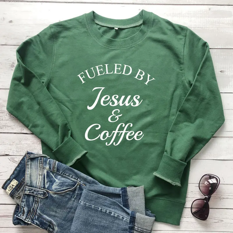 Fueled By Jesus& coffee толстовка женская с длинным рукавом Писание Христианские толстовки с капюшоном уличная Unsiex Библейская вера стих пуловеры