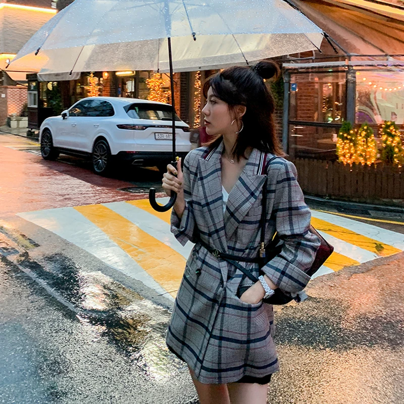 

Women Winter Autumn Plaid Suit Jacket 2019 Female Coat Fashion Clothing Slim Blazer