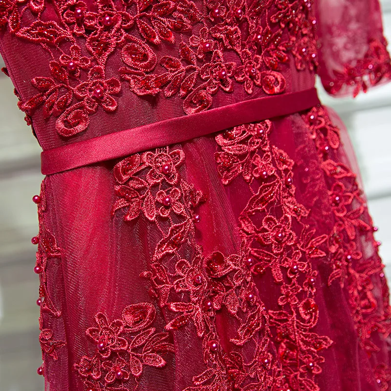 Сексуальное длинное вечернее платье с открытой спиной, Vestido de Festa, а-силуэт, с аппликацией, вечернее платье с вышивкой бисером, половина рукава, вечерние платья для выпускного вечера