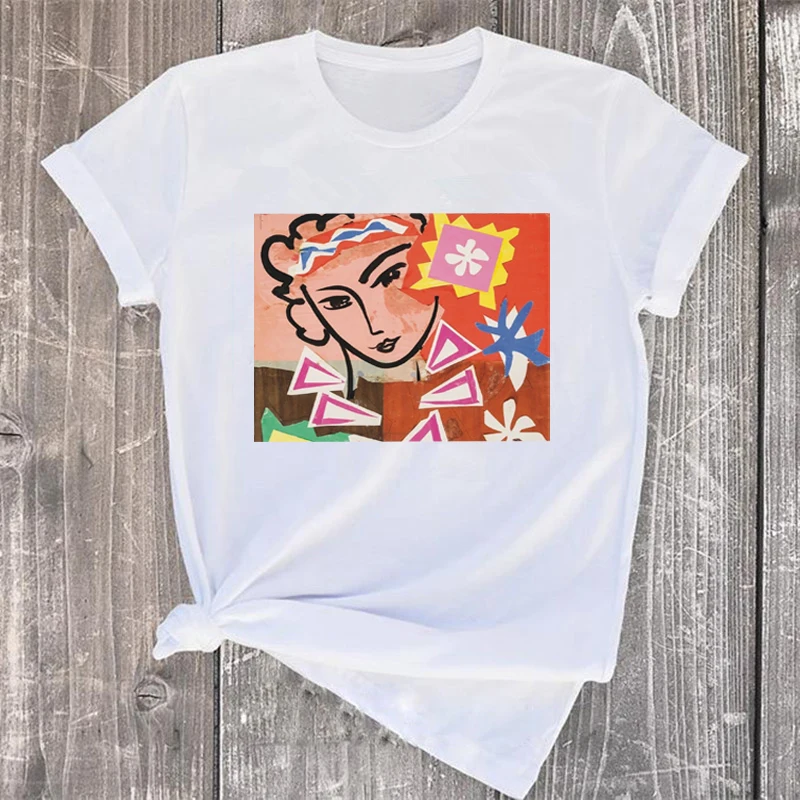 summer women t shirt female short sleeve cartoon art print tops fashion Harajuku new letter T-shirt