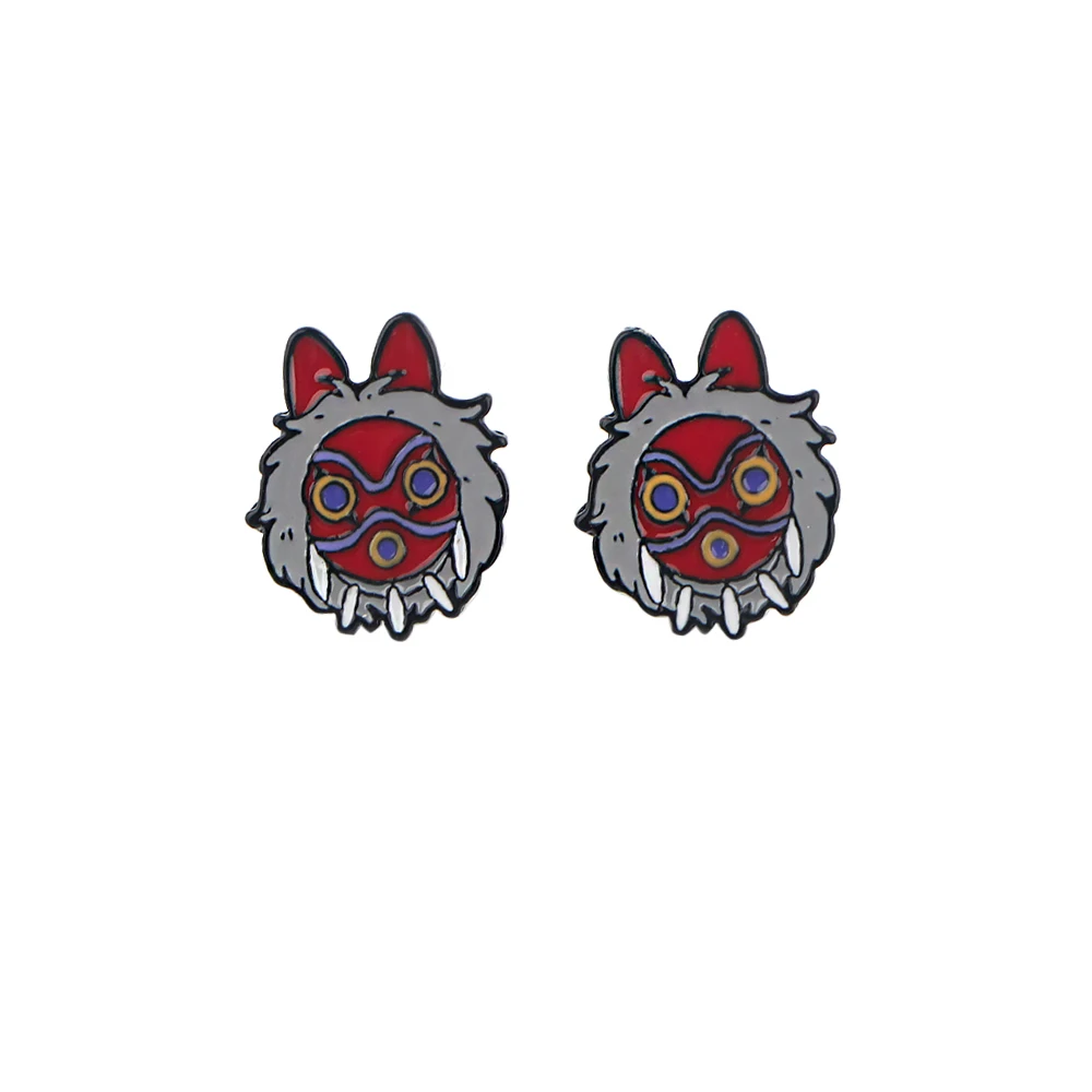 

ZF2047 1pair Anime Cartoon Mask Stud Earrings For Women Enamel Stainless Steel Pierce Korea Earrings Cool Jewelry Gift
