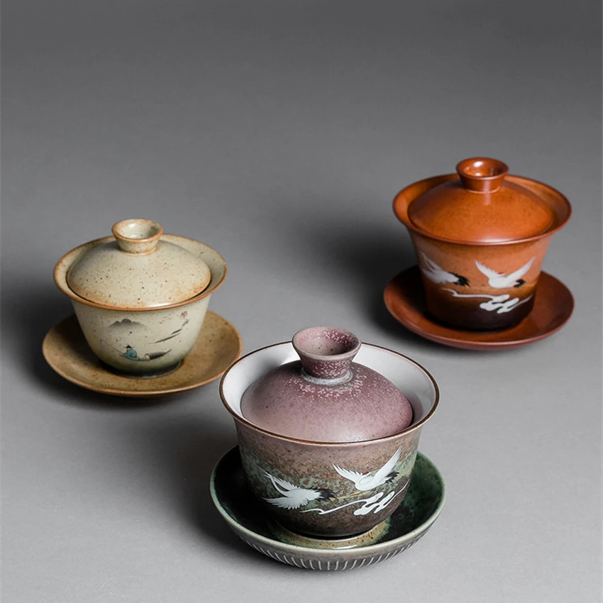 Эмаль Gaiwan разрисованная вручную керамика пиалы для чая чайный набор кунг-фу фарфор Чайный набор из чайная чашка в китайском стиле Чай Услуги