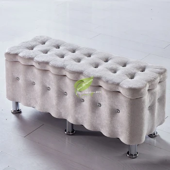 

Fashion Solid Wood T Stool Storage Rectangle Shoes Sofa Stool Cloth Bench High Resilience Sponge Home Decor Modern