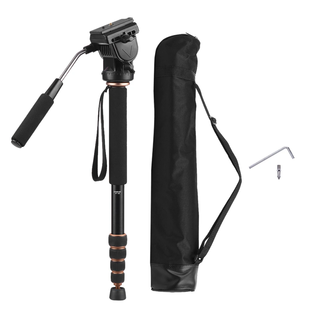 Andoer TP-188 160cm/63" Extendable Aluminum Alloy Monopod Unipod w/ Fluid Head Max. Load 8kg for Canon Nikon Sony DSLR Camera