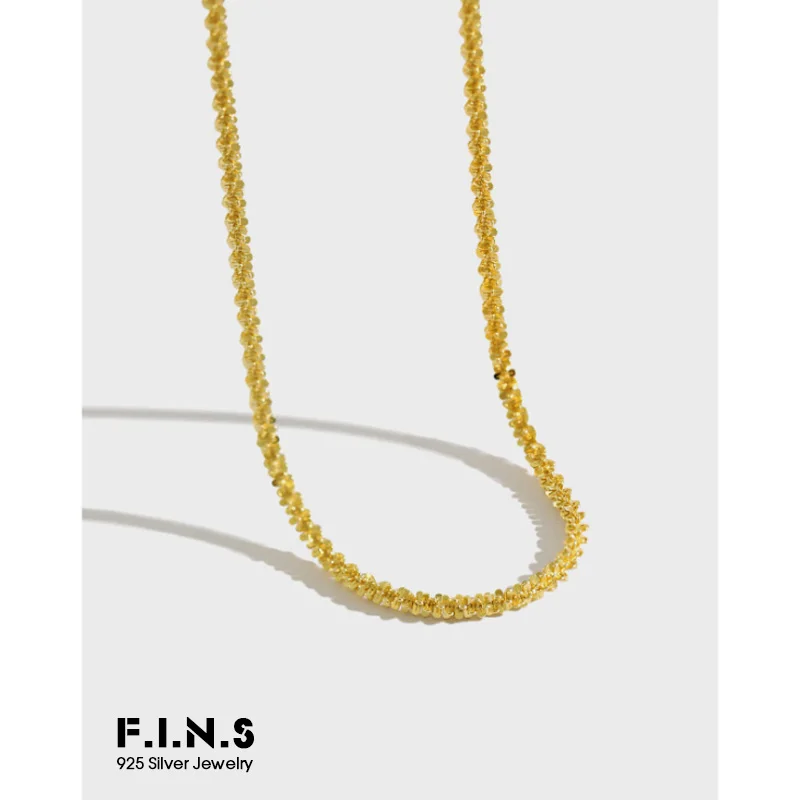 F.I.N.S Korean S925 Sterling Silver Necklace Personality Starry Chain Two-tone Fashion Jewelry Choker Female Costume | Украшения и