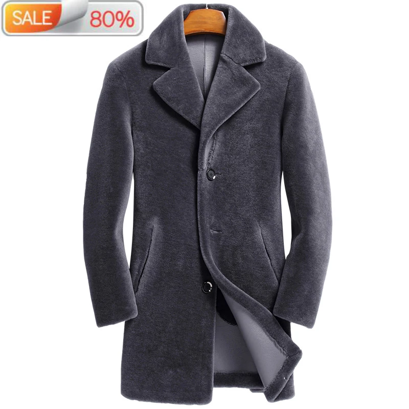 

Real Fur Men Sheep Shearing Long Wool Coat Two Side Wear Leather Jacket Veste Homme Cuir XQX XA607 B2A5A