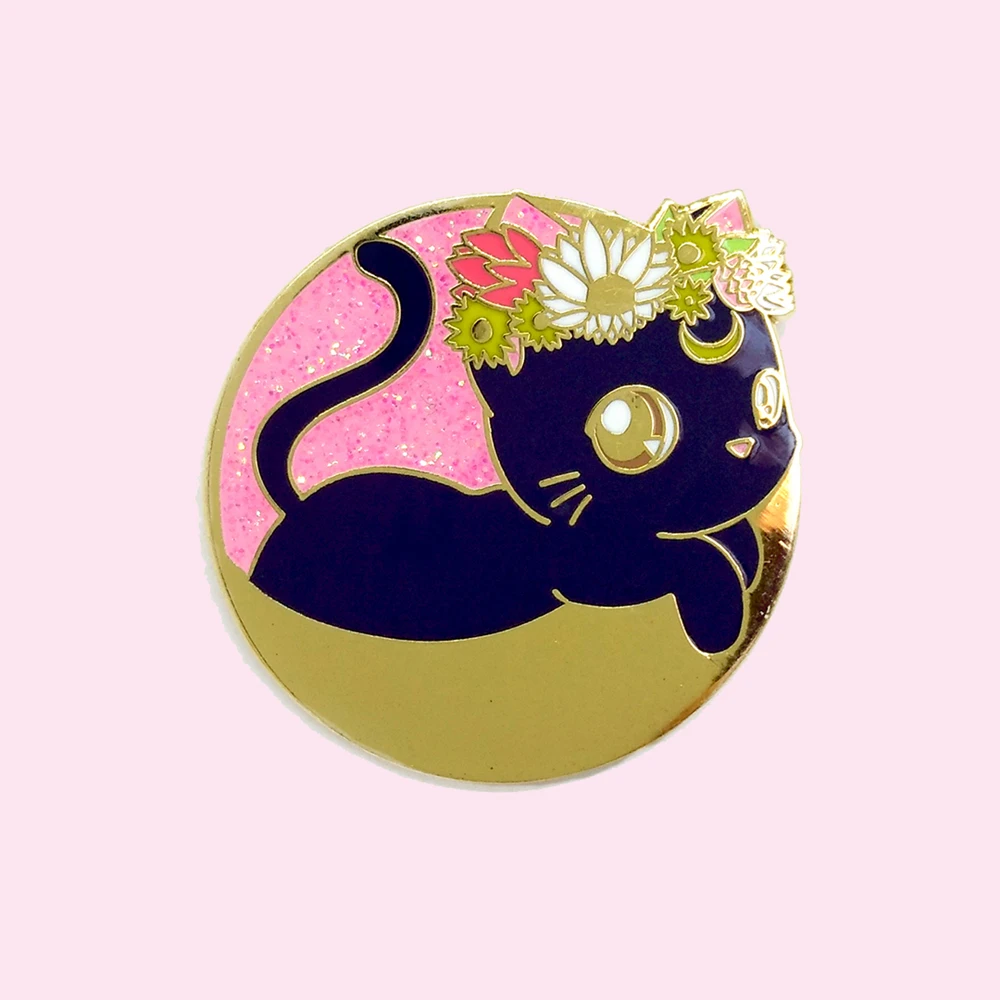 Beautiful Sailor Moons Cat Hard Enamel Pin Cute Cartoon Animal Flower Moon Black Cats Brooch Medal Unique Backpack Jewelry Gift | Украшения