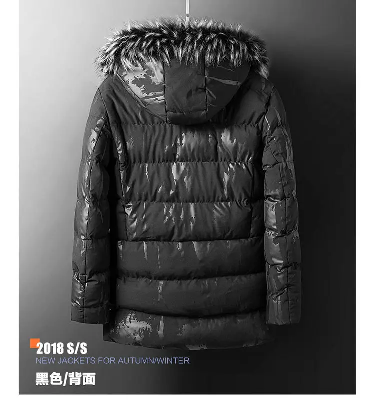 Winter Thick Warm Hooded Cotton-padded Clothes Men Korean-style Trend Mid-length Service Cotton-padded Jacket Sub-Coat Loos