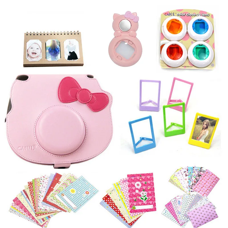 Fujifilm Instax hello kitty Аксессуары чехол для камеры сумка на плечо селфи объектив цветные фильтры фотоальбом фоторамки набор - Цвет: Pink Set