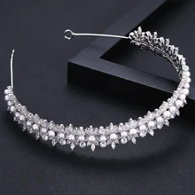 Роскошные сверкающие тиара свадебная для невесты жемчужина кубического циркония белая позолоченная циркониевая Корона повязка на голову для женщин девушки партии