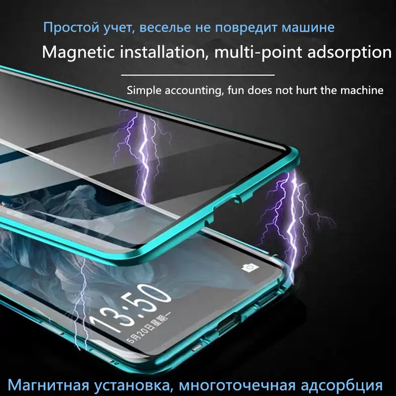 Чехол для samsung s10 Двойной-сторонний Металл Магнитный чехол для s8 s9 s10 Примечание 10 a10 a30a50 a60 a70 a8 a80 a7/a9 двойного остекления
