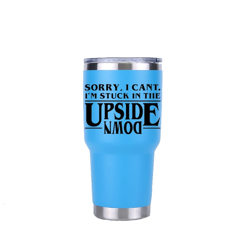 30 oz sky blue 20 унций тумблер дорожная Автомобильная кружка с двойными стенками Изолированная вакуумная фляжка термос из нержавеющей стали бутылка для воды холодное или Горячее пиво кофе кружка - Цвет: 30 oz sky blue