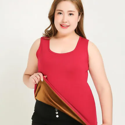 Wine red 6XL, Женский бархатный жилет, зимнее теплое плотное нижнее белье, плюс кашемировая нижняя рубашка, плотные майки, топы, форма тела, термо-тянущиеся Топы - Цвет: Wine red