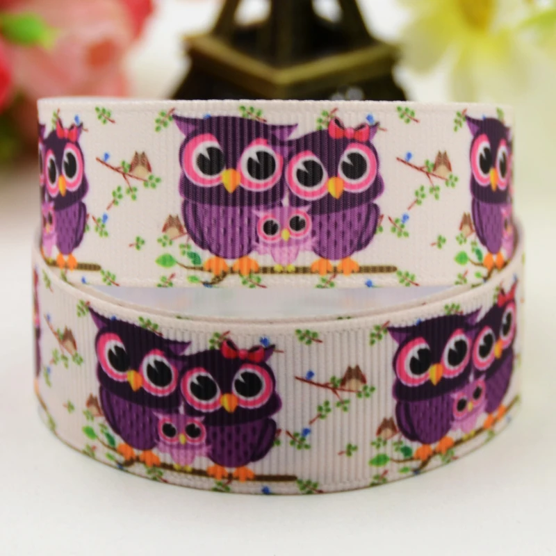 

7/8'' 22mm,1" 25mm,1-1/2" 38mm,3" 75mm OWL Cartoon Character printed Grosgrain Ribbon party decoration X-01273 10 Yards