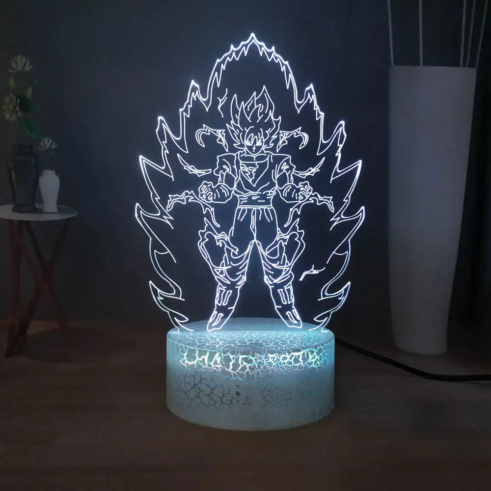 Сон Гоку светодиодный ночной прикроватный светильник Dragon Ball Z Kakarotto RGB 7 Красочный usb-переключатель 3D настольная лампа детский праздничный свет подарок на день рождения