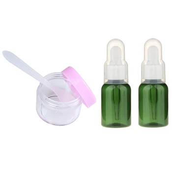 

2Pcs 15Ml Pink Clear Plastic Round Empty Lotion Cream Cosmetic & 6x 35Ml Bottle Dropper with Pipette Empty Sample Bottle