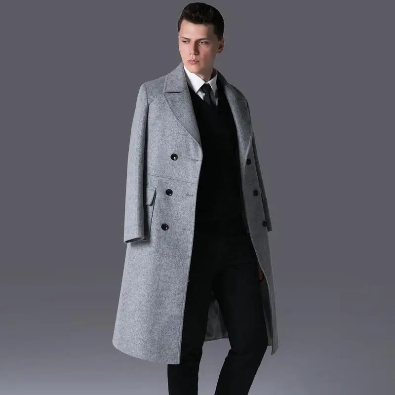 Mignlu Wool Mens Coats Luxury Double Breasted Long Style Woolen Men Trench Plus Size 6xl Business Outwear Gray Male Overcoat Mignlu Wool Mens Coats Luxury Double Breasted Long Style Woolen Men Trench Plus Size 6xl Business Outwear Gray Male Overcoat