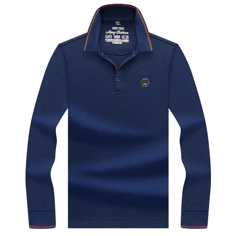 

2019 New Men's Polo Shirt Embroidered Pattern Fashion Polo Men long sleeve Polos Business Casual Para Hombre Brand Tops 8909