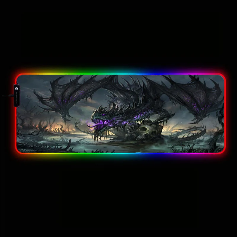Игровой коврик для компьютерной мыши Mairuige Dragon Skull, большой коврик для мыши RGB, большой коврик для мыши с подсветкой, коврик для ПК, настольный игровой коврик с светодиодный подсветкой