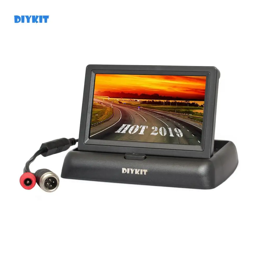 DIYKIT DC12V-24V 4PIN 4,3 дюймов складной TFT lcd Обратный автомобильный монитор заднего вида для автомобиля грузовика автобуса