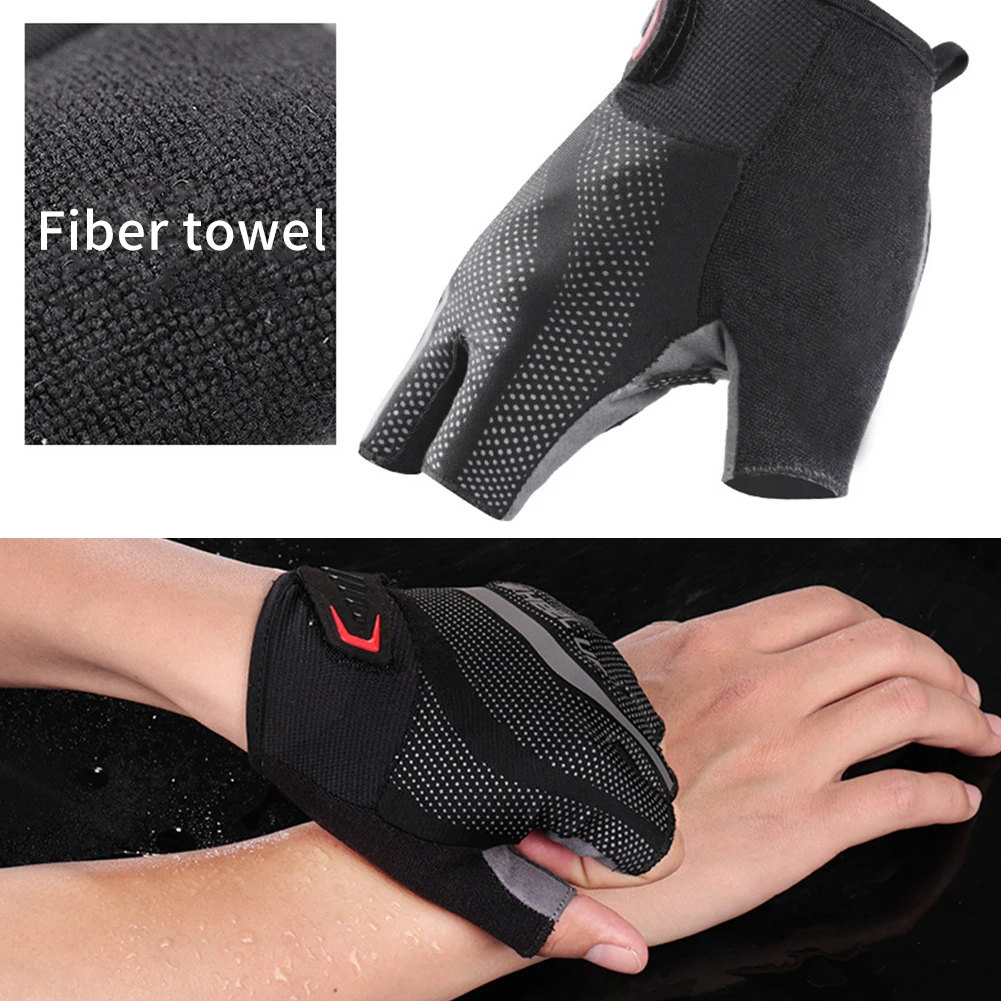 Комплект из 2 предметов, из дышащего материала на открытом воздухе взрослых Силиконовые Нескользящие противоударный горный велосипед для улицы, спортивные, унисекс велосипедные перчатки на пол пальца с эластичной резинкой