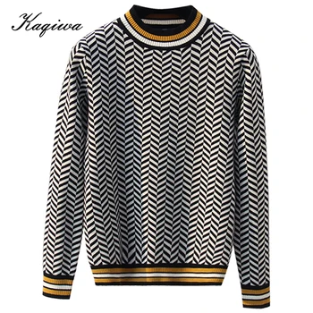 

2020 New Harajuku Women Sweaters Spring Retro Plaid Long Sleeve Knitted Sweater Female Casual Pullovers Jumpers Single code