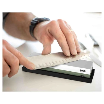 

Premium Sharpening Stone 2 Side Grit 3000/8000 Whetstone | Best Kitchen Knife Sharpener Waterstone with NonSlip Rubber Base & Fl