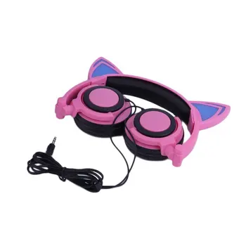 

Cute wired Headphone For children cartoon LED Luminous Earphone Headphones With Cat Ear Headset for children High quality