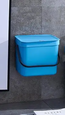 blue-7L Настенный мусорный бак бытовой кухонный пластиковый портативный ящик для хранения мусорное ведро креативная ванная комната с крышкой мусорное ведро pf82716 - Цвет: blue-7L