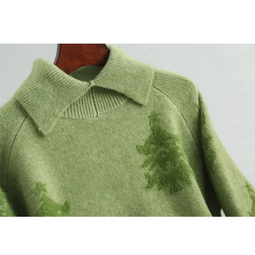 Pull Femme Nouveaute, женский свитер и пуловеры, милый вязаный плотный свитер с длинным рукавом, женские пуловеры, женские топы с рисунком дерева