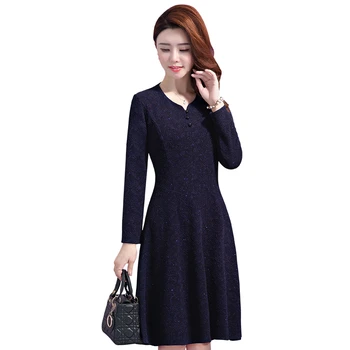 

2020 Spring Autumn Plus Size Vintage Dress Women Elegant Festival Atmosphere Casual Dresses Red Blue Dress Female 4XL 5XL B803